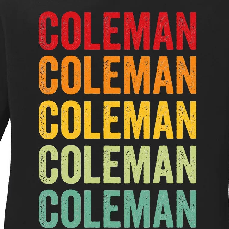 Coleman County Texas Rainbow Text Design Ladies Long Sleeve Shirt