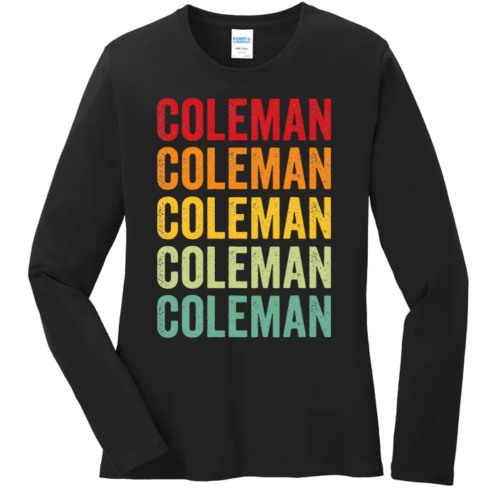 Coleman County Texas Rainbow Text Design Ladies Long Sleeve Shirt