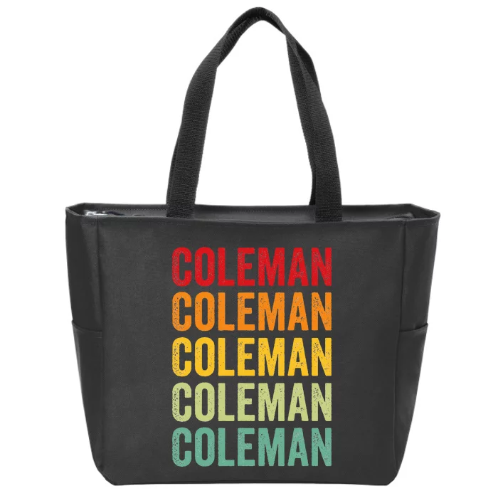 Coleman County Texas Rainbow Text Design Zip Tote Bag