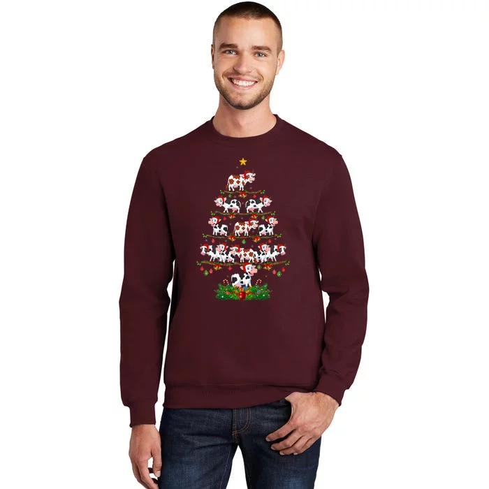 Cow Christmas Tree Funny Cow Lover Cow Xmas Tall Sweatshirt