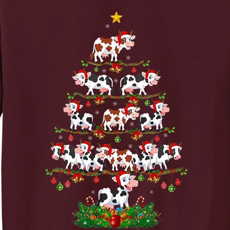 Cow Christmas Tree Funny Cow Lover Cow Xmas Tall Sweatshirt