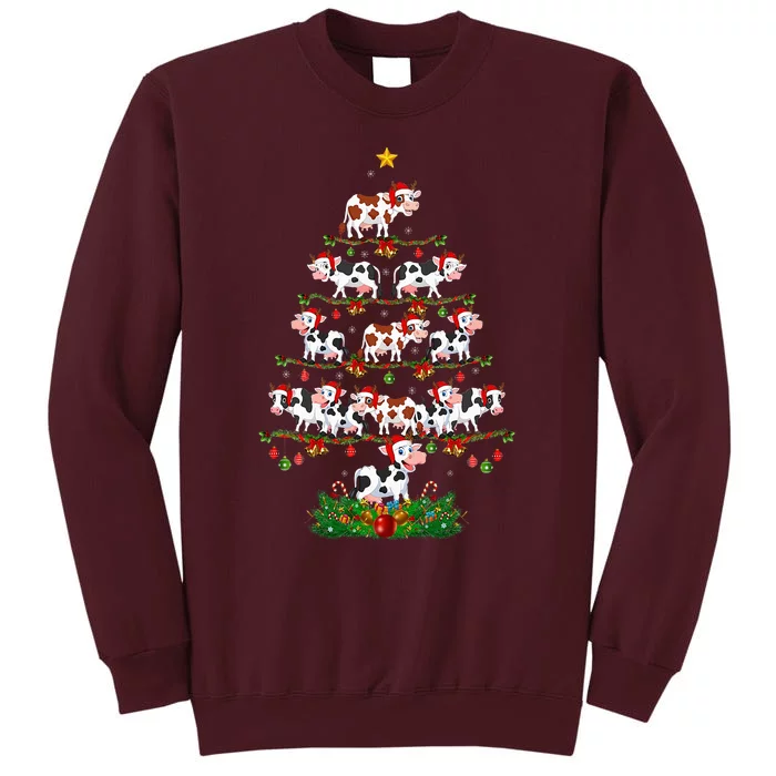 Cow Christmas Tree Funny Cow Lover Cow Xmas Tall Sweatshirt