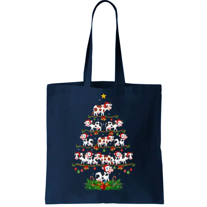 Cow Christmas Tree Funny Cow Lover Cow Xmas Tote Bag