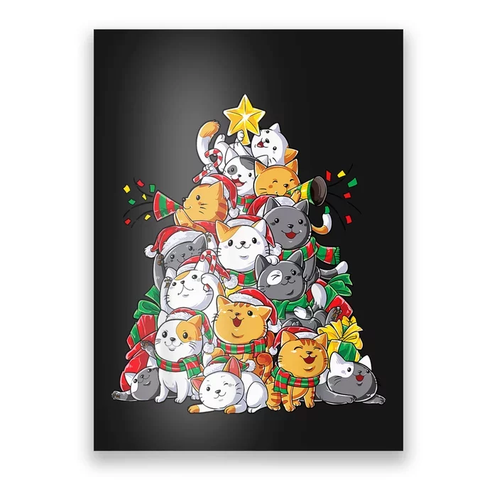 Cat Christmas Tree Xmas Girls Boy Funny Meowy Catmas Santa, Poster