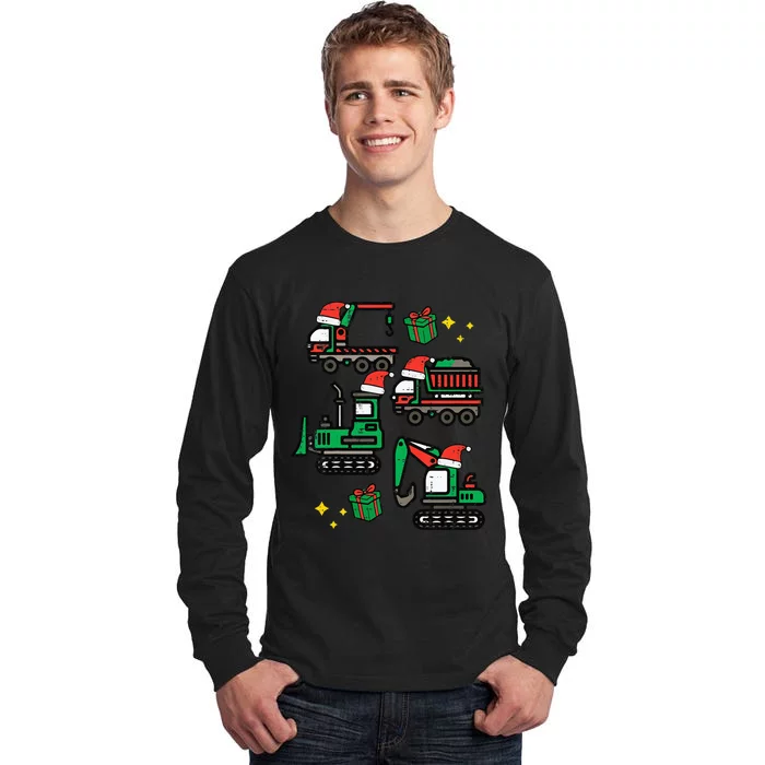 Christmas Construction Trucks Santa Xmas Tall Long Sleeve T-Shirt