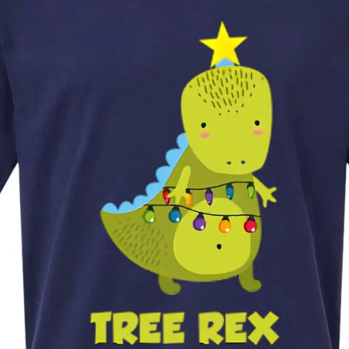 Cute Christmas Tree Rex Dinosaur Sueded Cloud Jersey T-Shirt