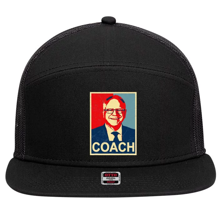 Coach! Coach Tim Walz Tribute 7 Panel Mesh Trucker Snapback Hat