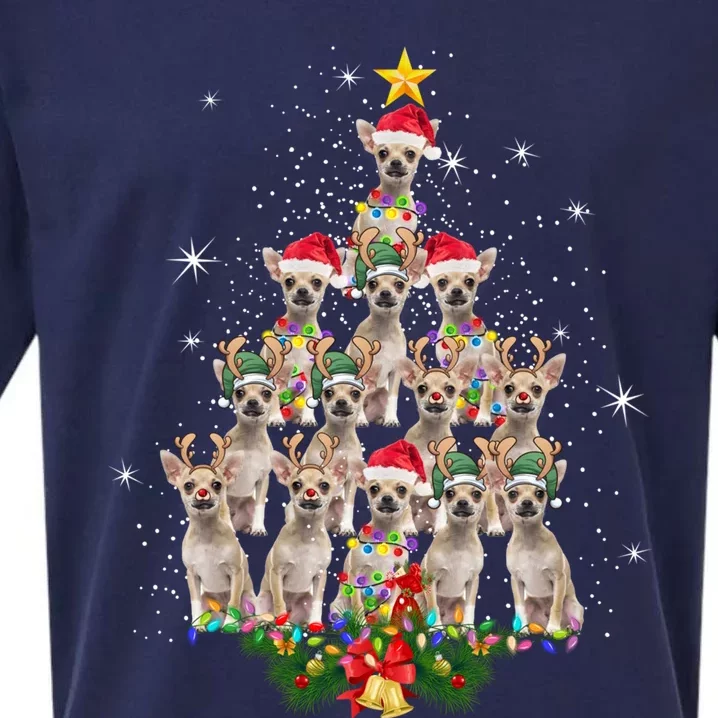 Chihuahua Christmas Tree Dog Xmas Lights Pajamas Xmas Gift Sueded Cloud Jersey T-Shirt