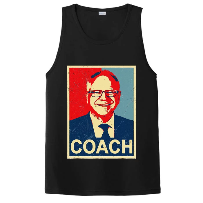 Coach! Coach Tim Walz Tribute Harris Walz Election 2024 Performance Tank