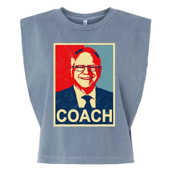 Coach! Coach Tim Walz Tribute Harris Walz Election 2024 Garment-Dyed Women's Muscle Tee