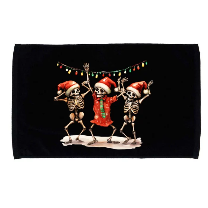 Christmas Cute Three Skeletons Dancing Matching Pajamas Xmas Gift Microfiber Hand Towel