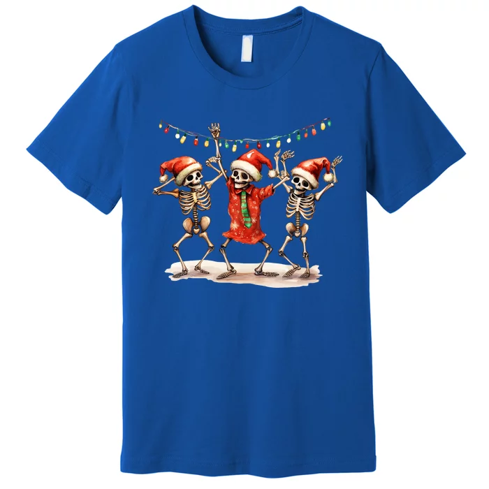 Christmas Cute Three Skeletons Dancing Matching Pajamas Xmas Gift Premium T-Shirt