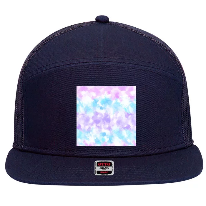 Cotton Candy Tie Dye 7 Panel Mesh Trucker Snapback Hat