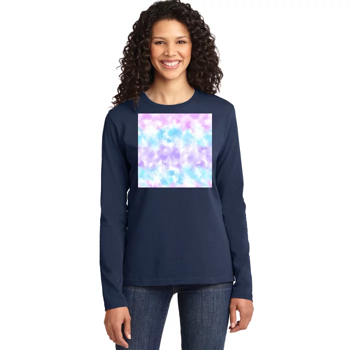 Cotton Candy Tie Dye Ladies Long Sleeve Shirt