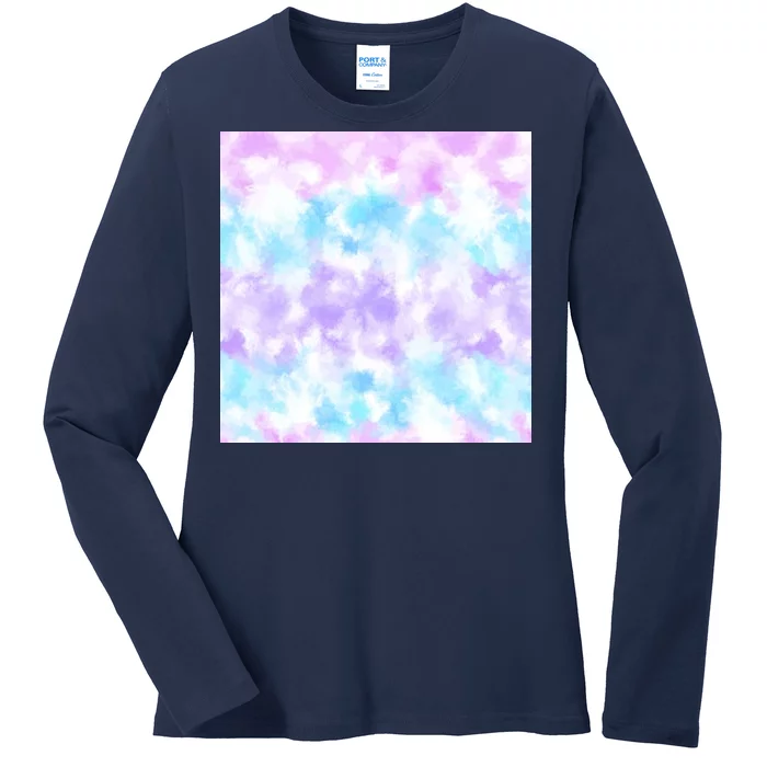 Cotton Candy Tie Dye Ladies Long Sleeve Shirt