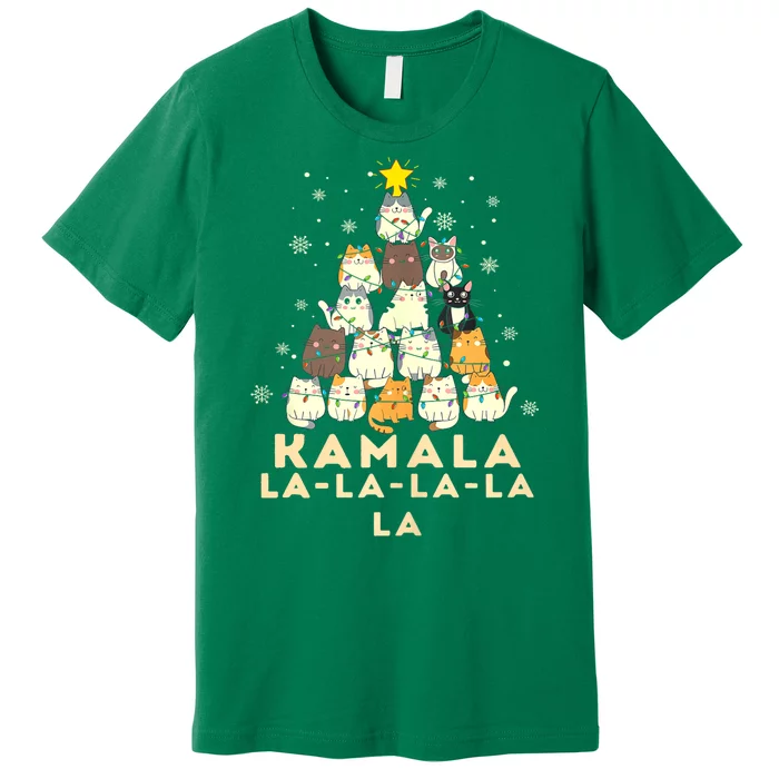 Christmas Cat Tree Holiday Funny Kamala La La La Political Xmas 2024 Gift Premium T-Shirt