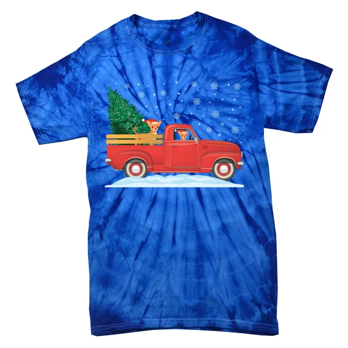 Chihuahua Christmas Tree Truck Vintage Christmas Truck Gift Tie-Dye T-Shirt