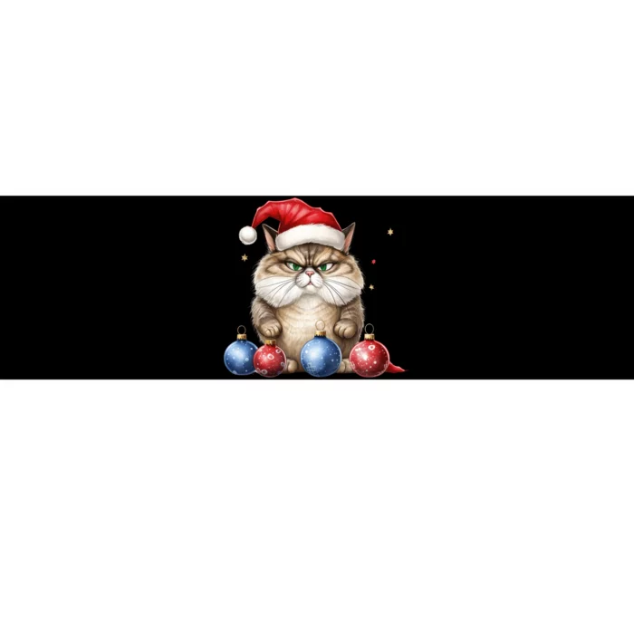 Cat Christmas Tree Balls Santa Hat Bumper Sticker