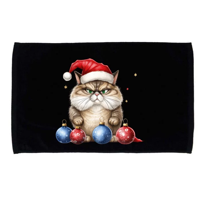 Cat Christmas Tree Balls Santa Hat Microfiber Hand Towel