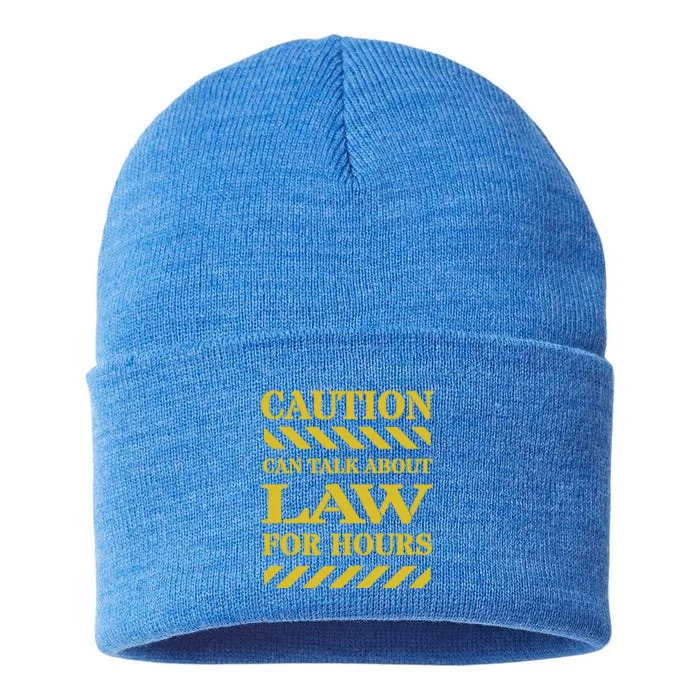 Caution Can Talk About Law For Hours Cute Gift Sustainable Knit Beanie