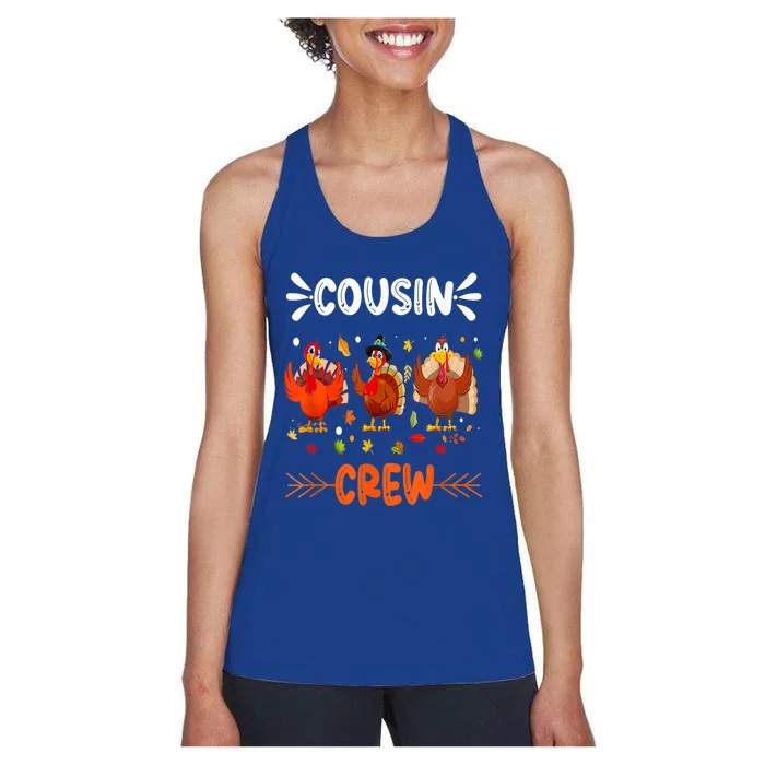 Cousin Crew Turkey Family Thanksgiving Pajamas Matching Great Gift Women's Racerback Tank