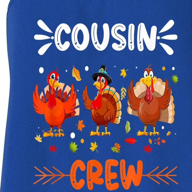 Cousin Crew Turkey Family Thanksgiving Pajamas Matching Great Gift Women's Racerback Tank