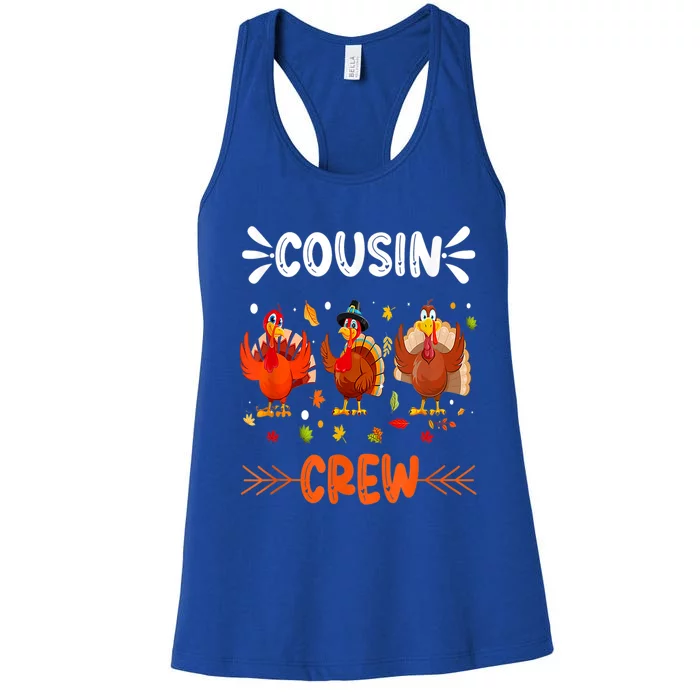 Cousin Crew Turkey Family Thanksgiving Pajamas Matching Great Gift Women's Racerback Tank