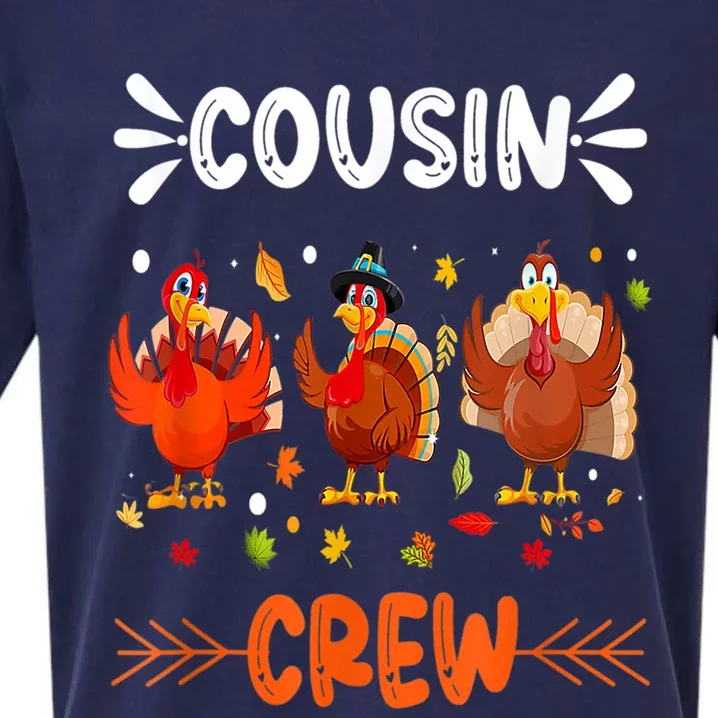 Cousin Crew Turkey Family Thanksgiving Pajamas Matching Great Gift Sueded Cloud Jersey T-Shirt