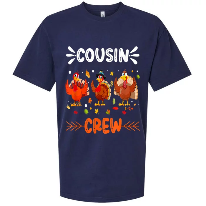 Cousin Crew Turkey Family Thanksgiving Pajamas Matching Great Gift Sueded Cloud Jersey T-Shirt