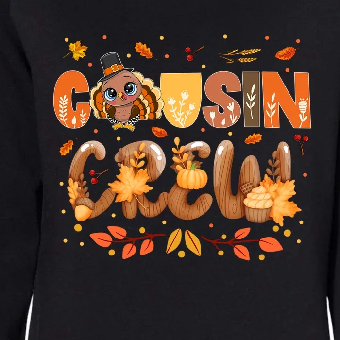 Cousin Crew Thanksgiving Turkey Fall Leaves Matching Family Funny Gift Womens California Wash Sweatshirt