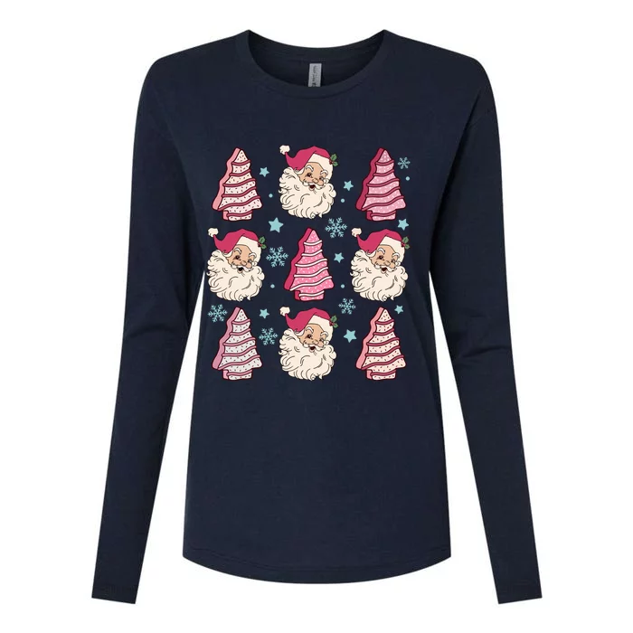 Coquette Christmas Tree Cake Santa Claus Christmas Bow Womens Cotton Relaxed Long Sleeve T-Shirt