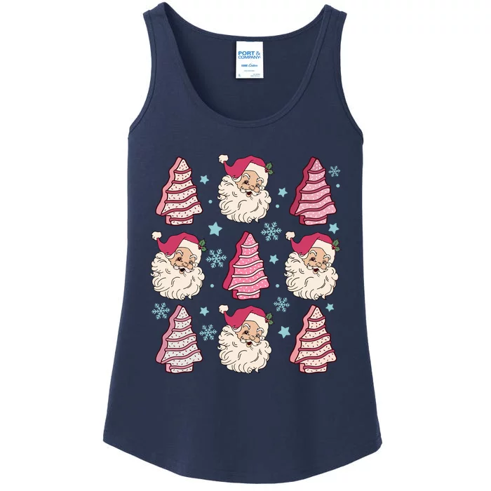 Coquette Christmas Tree Cake Santa Claus Christmas Bow Ladies Essential Tank