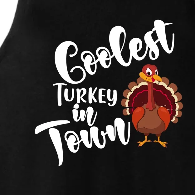 Cute Coolest Turkey In Town Thanksgiving Autumn Fall Design Cute Gift Ladies Tri-Blend Wicking Tank