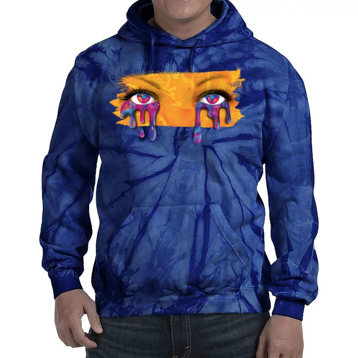 Crying Colorful Tears Sad Eyes Tie Dye Hoodie