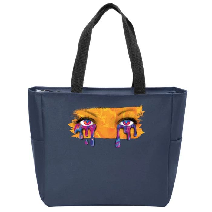 Crying Colorful Tears Sad Eyes Zip Tote Bag