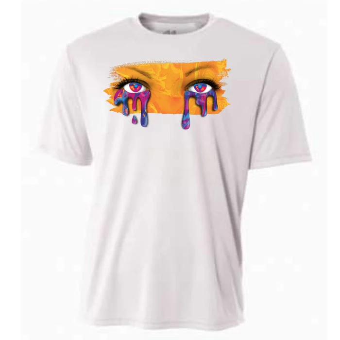 Crying Colorful Tears Sad Eyes Cooling Performance Crew T-Shirt