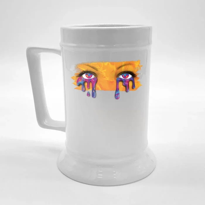 Crying Colorful Tears Sad Eyes Front & Back Beer Stein