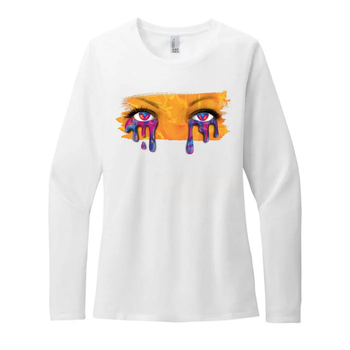 Crying Colorful Tears Sad Eyes Womens CVC Long Sleeve Shirt