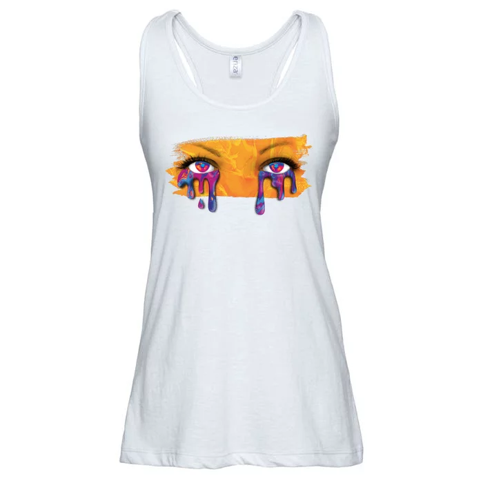 Crying Colorful Tears Sad Eyes Ladies Essential Flowy Tank