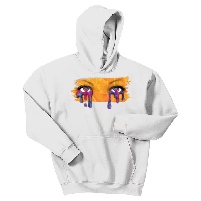 Crying Colorful Tears Sad Eyes Kids Hoodie