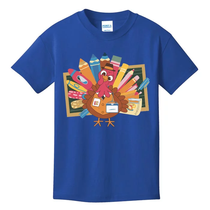 Cute Colorful Turkey Thankful Teacher Turkey Thanksgiving Cool Gift Kids T-Shirt