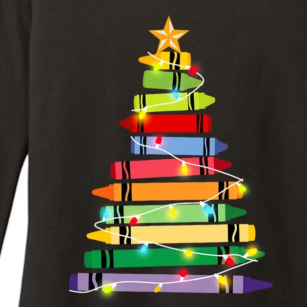 Crayon_ Christmas Tree Teacher Student Xmas Holiday Pajamas Womens CVC Long Sleeve Shirt