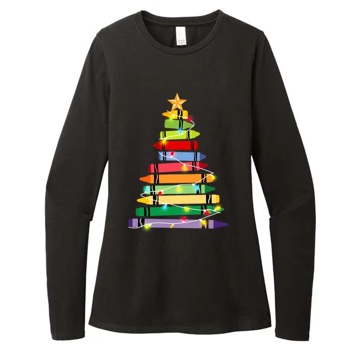 Crayon_ Christmas Tree Teacher Student Xmas Holiday Pajamas Womens CVC Long Sleeve Shirt