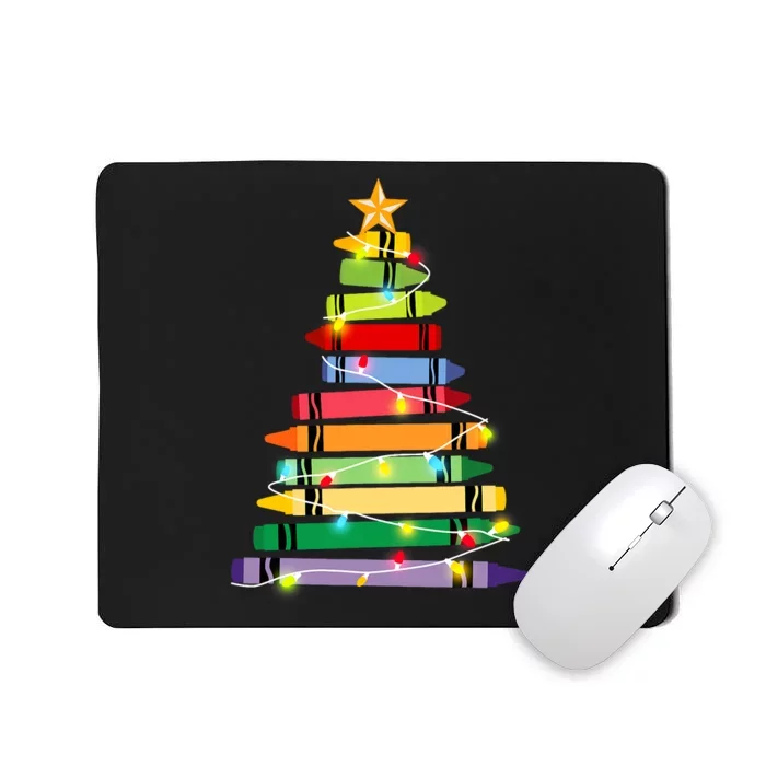 Crayon_ Christmas Tree Teacher Student Xmas Holiday Pajamas Mousepad