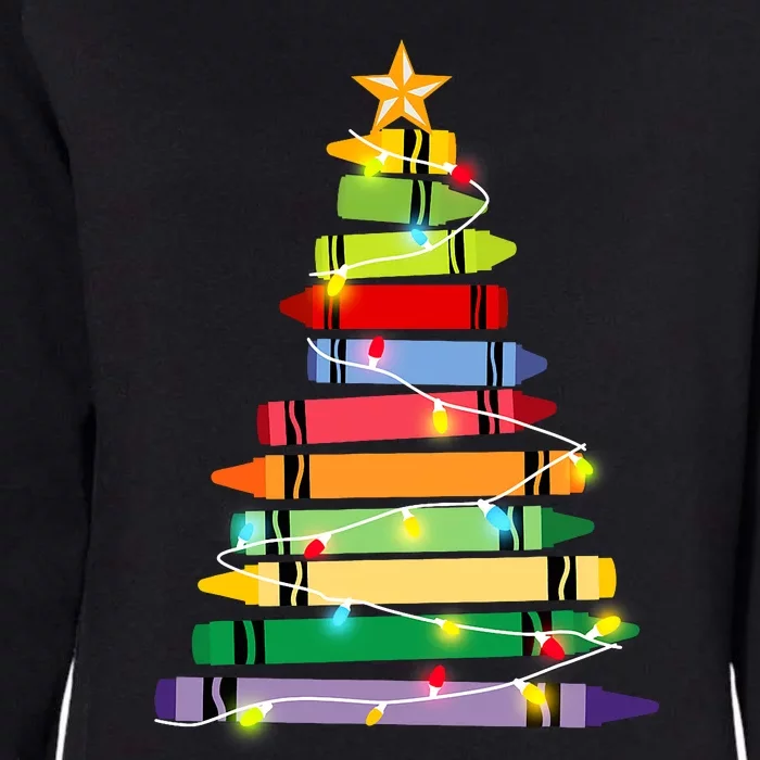 Crayon_ Christmas Tree Teacher Student Xmas Holiday Pajamas Womens California Wash Sweatshirt