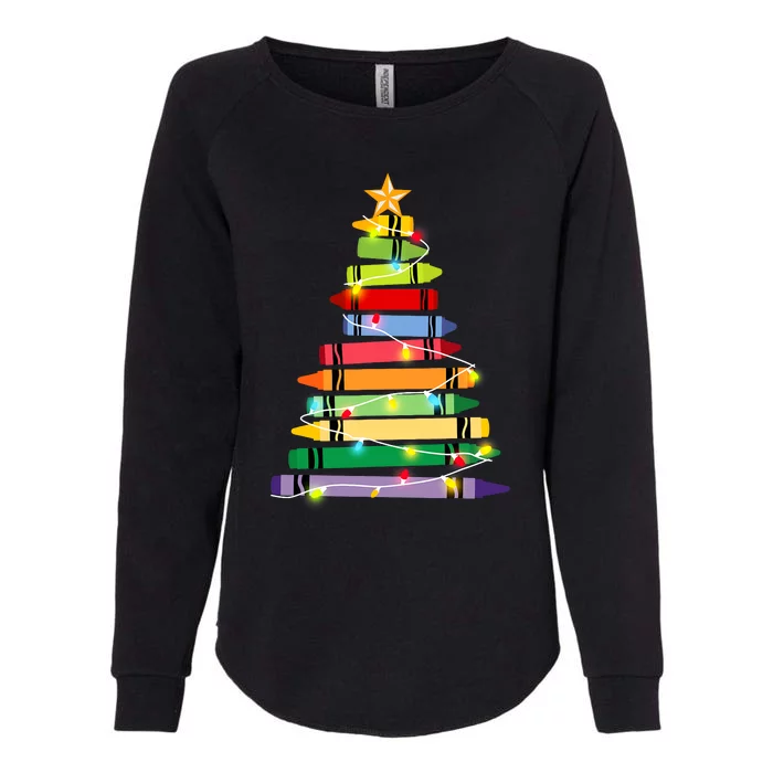 Crayon_ Christmas Tree Teacher Student Xmas Holiday Pajamas Womens California Wash Sweatshirt