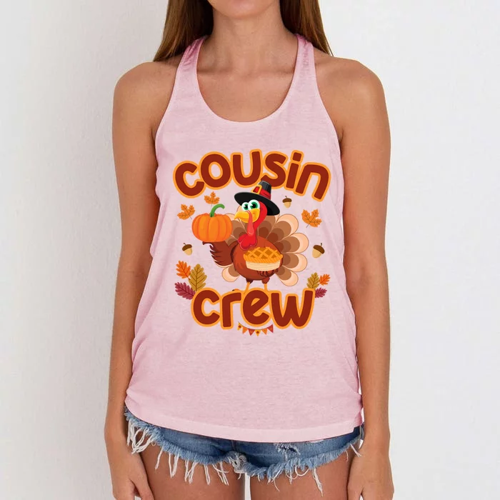 Cousin Crew Thanksgiving Turkey Pumpkin Reunion Party Gift Women's Knotted Racerback Tank