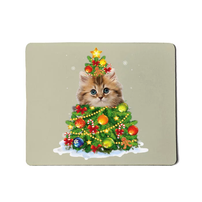 Cat Christmas Tree Ornaments Decor Funny Pajamas Family Xmas Mousepad