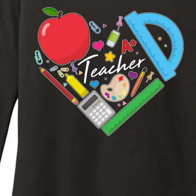 Cute Cool Teacher School Tools Heart Womens CVC Long Sleeve Shirt