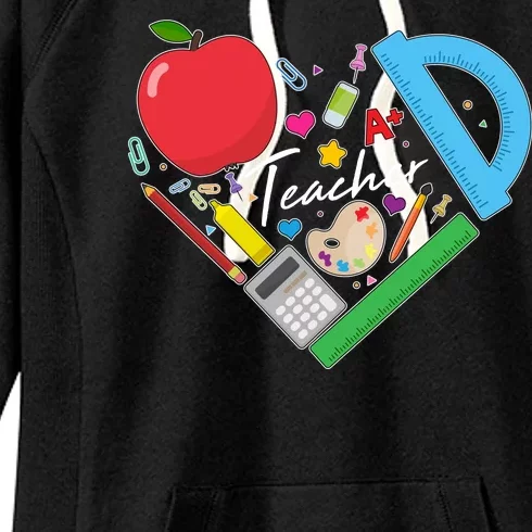 Cute Cool Teacher School Tools Heart Women's Fleece Hoodie